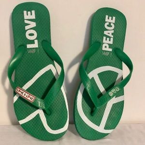 Peace Love World flip flops